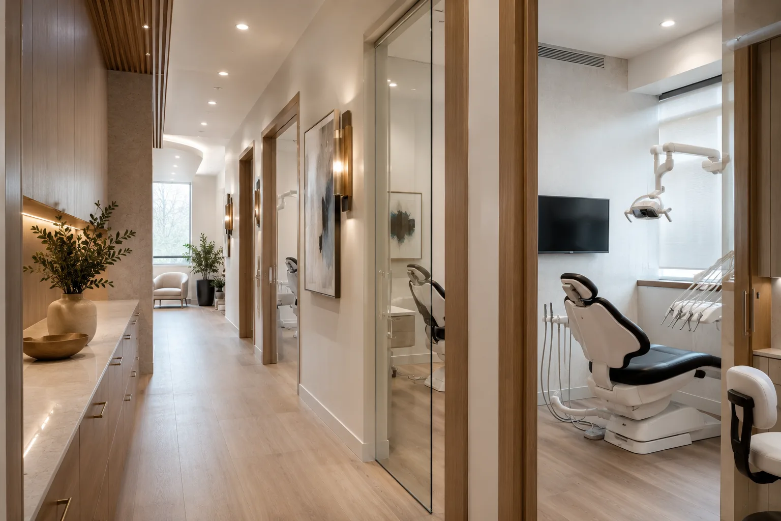 A hallway inside The Dental Manor